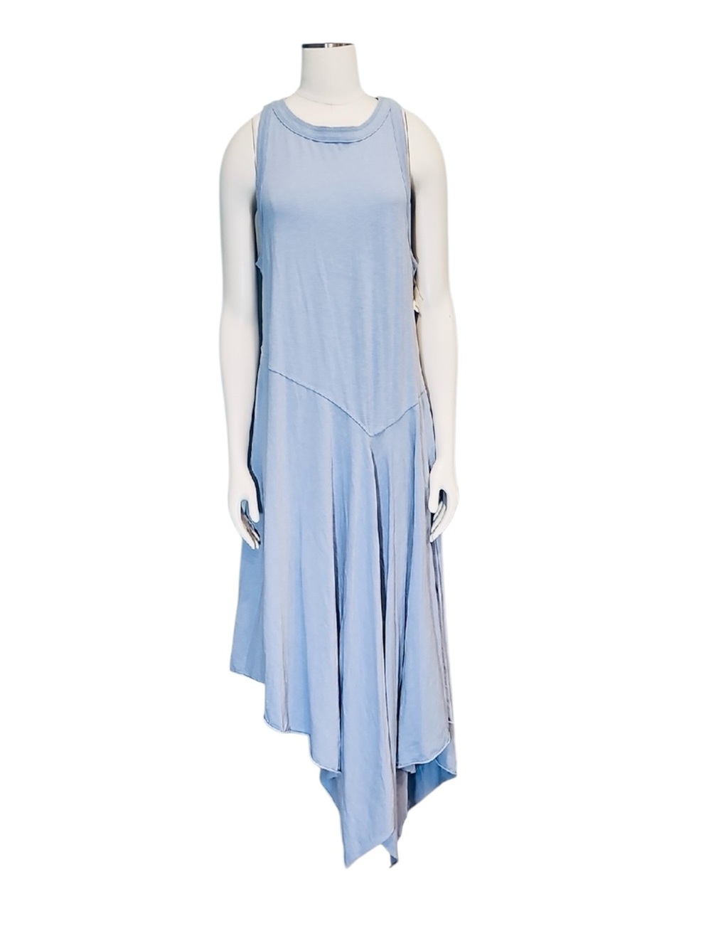 💚 Aerie Light Blue Sleeveless Handkerchief Hem Dress, Size XXL